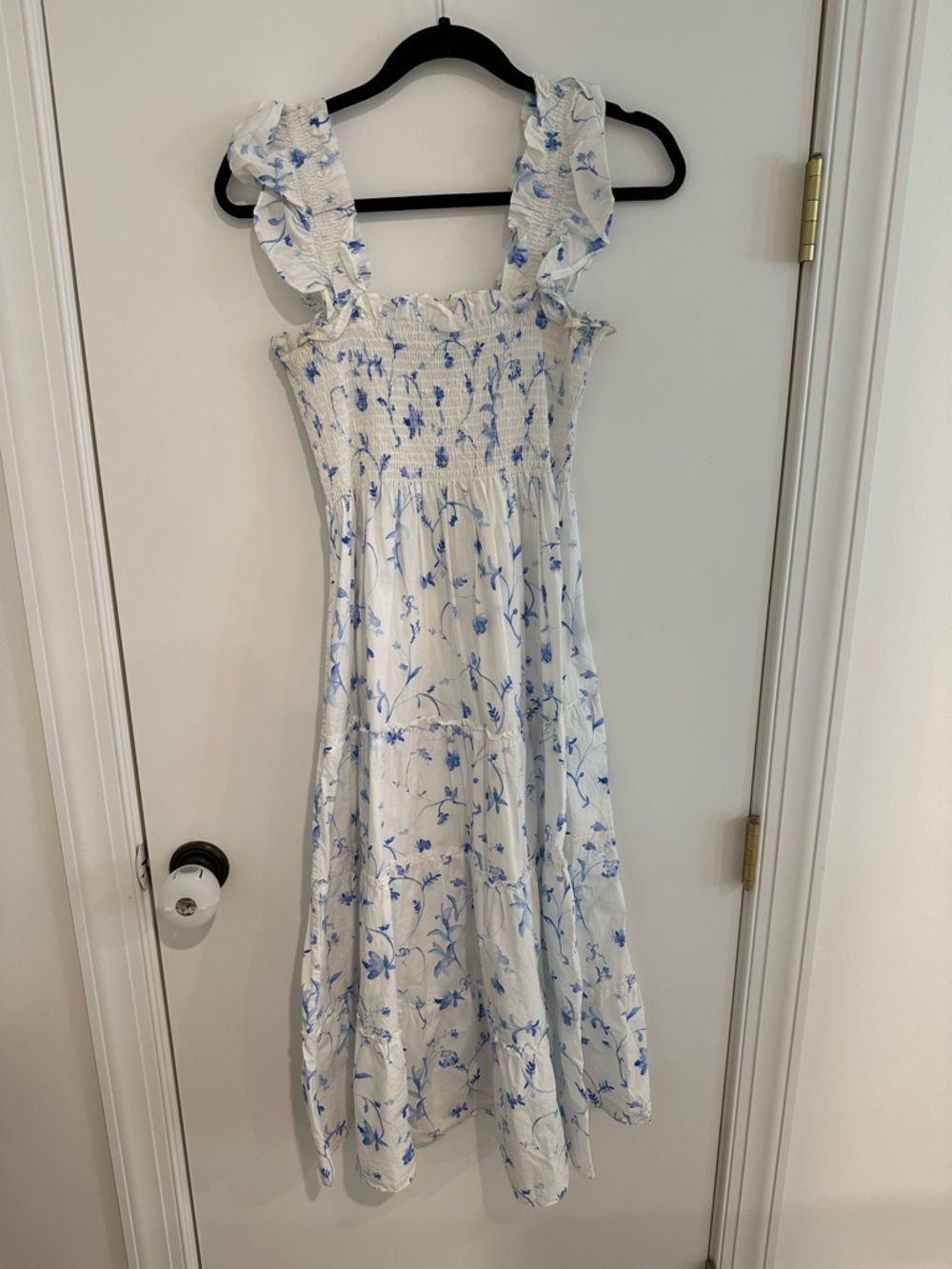 Hill House blue and white smocked nap dress